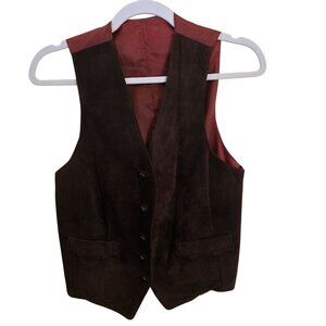 Opera Montreal Vintage Brown Suede Vest Country Western Button Front Size S